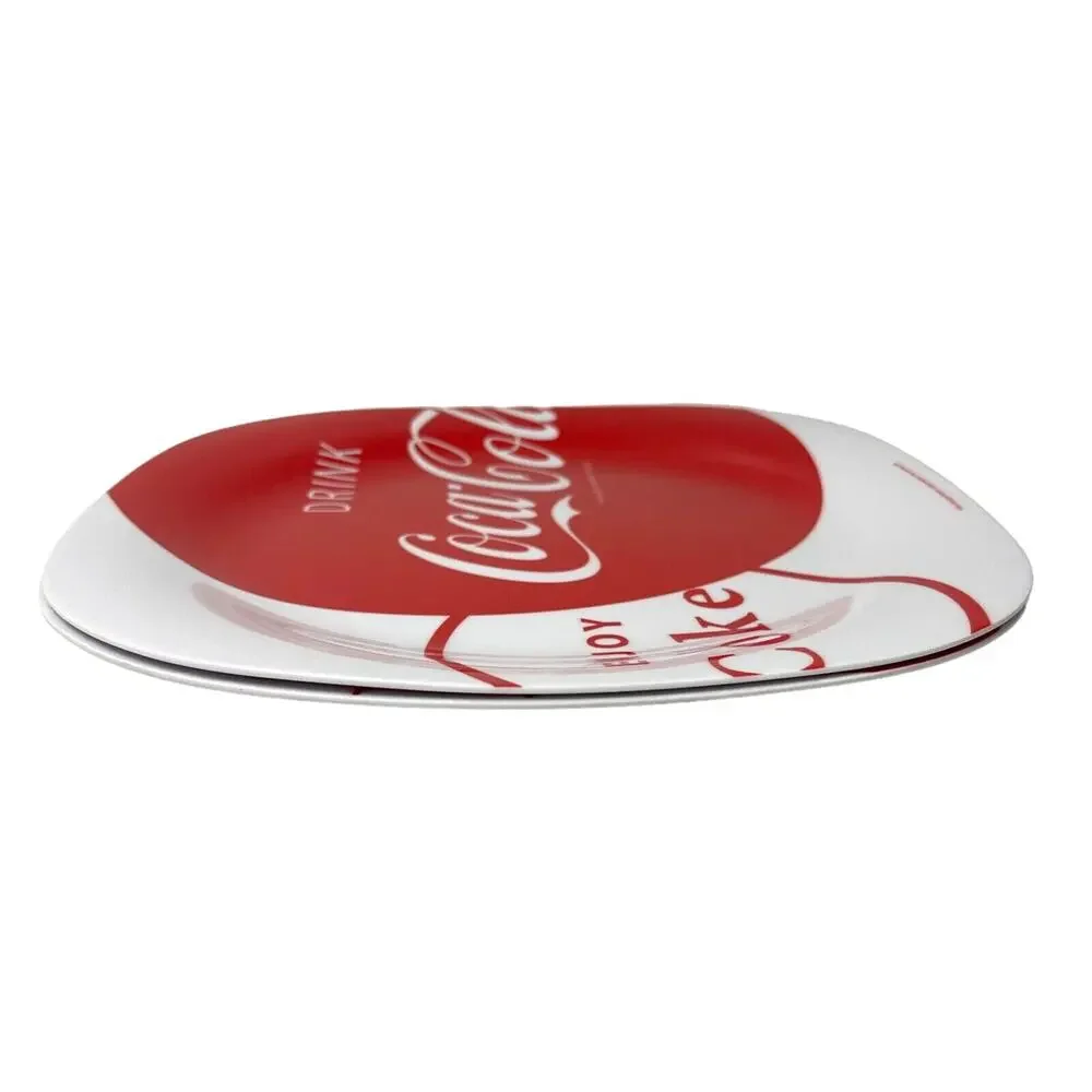 Set of 2 Coca Cola Plastic Square Plates Dishes by Gibson Vintage Collectibles